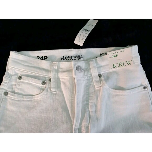 J.Crew Billie 9" demi-boot Mid-Rise Raw Hem Crop Jeans White Wash Size 24P NWT - Picture 4 of 12